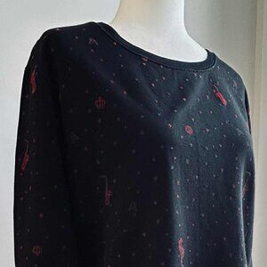 Scotch & Soda Black & Red Oversized Printed Clubhouse Royals Sweatshirt – US M